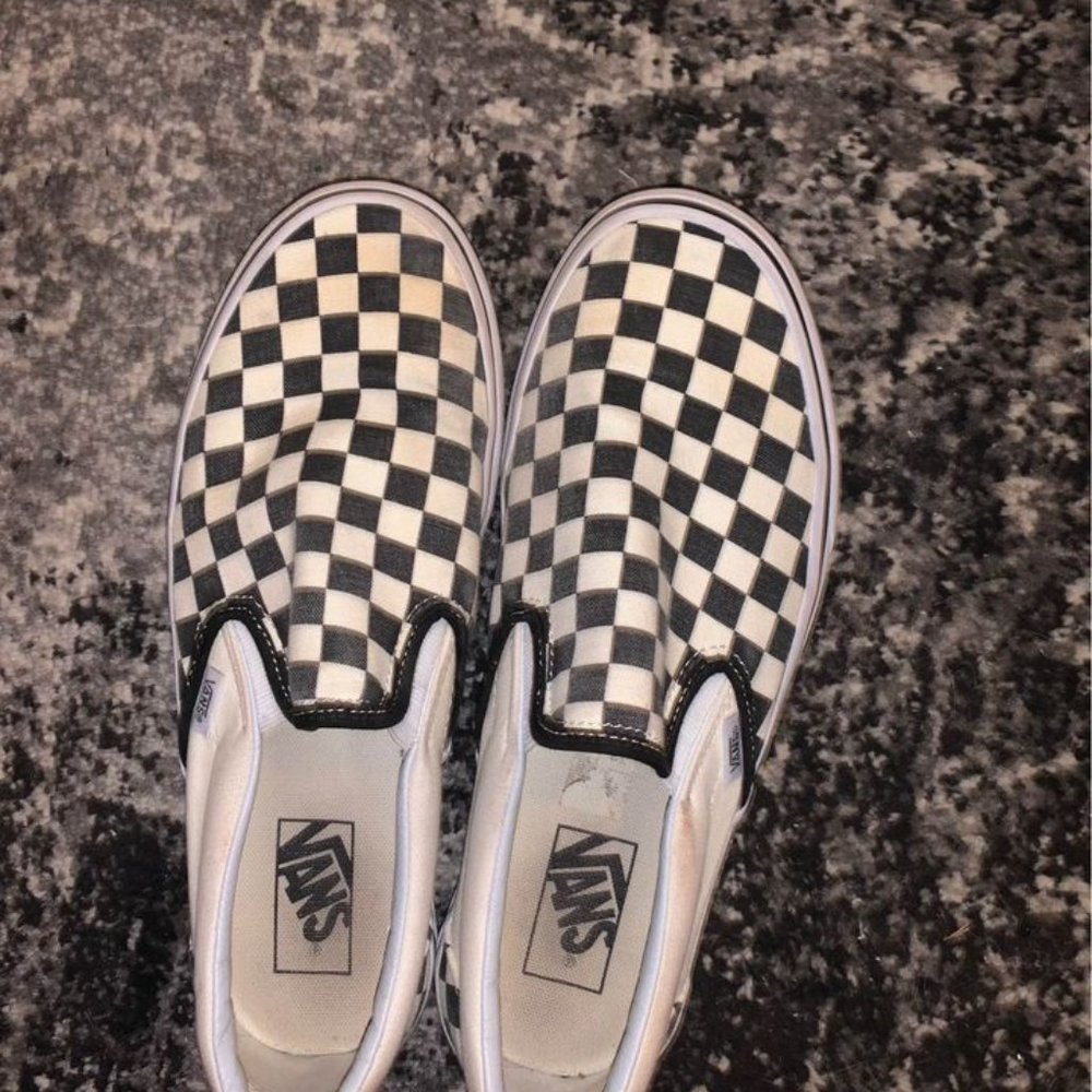 checkered slip on vans